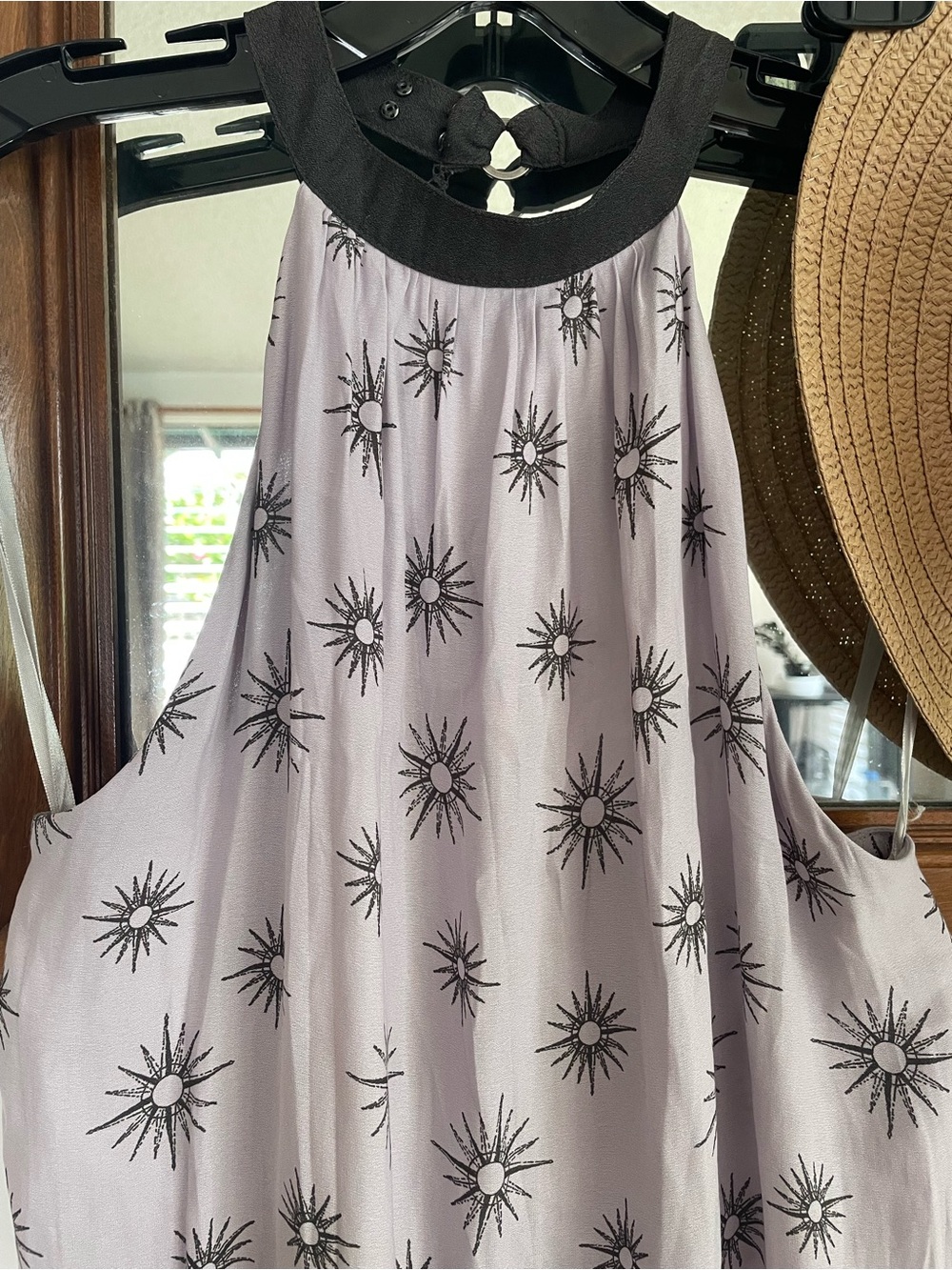 Free People Lavender Sunburst Halter Tank with Black Trim